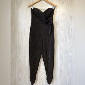 Trixxi Sexy Black and Gold Sleeveless Jumpsuit Size L EUC